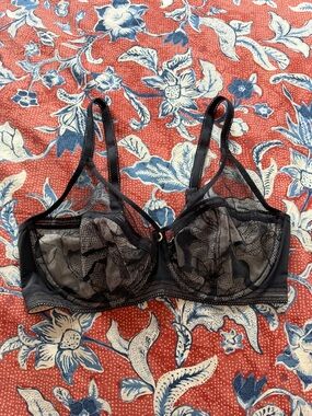 CHANTELLE TRUE LACE FULL COVERAGE UNDERWIRE BRA BLACK SIZE 38D NWOT